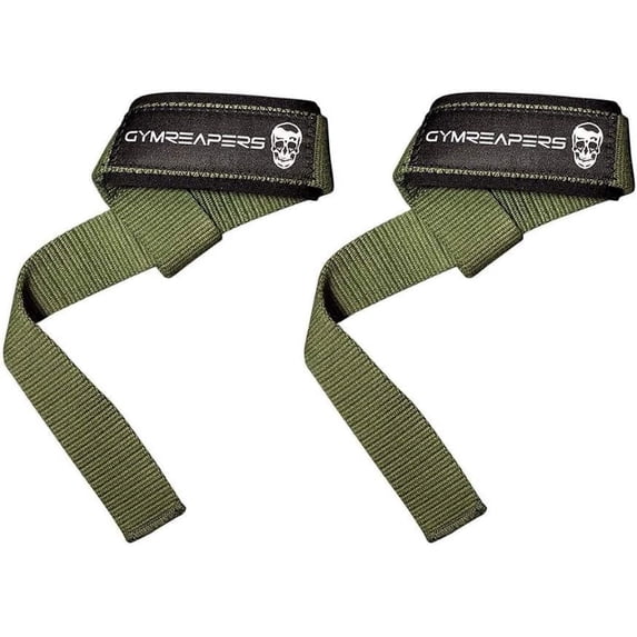 Gymreapers Lifting Wrist Straps for Weightlifting, Bodybuilding, Powerlifting, Strength Training, & Deadlifts - Padded Neoprene with 18 inch Cotton (Green)