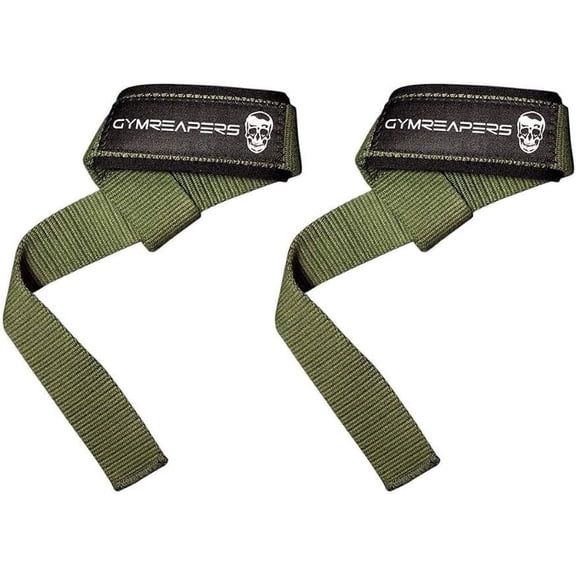 Gymreapers Lifting Wrist Straps for Weightlifting, Bodybuilding, Powerlifting, Strength Training, & Deadlifts - Padded Neoprene with 18 inch Cotton (Green)