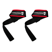 Gymreapers Lifting Wrist Straps for Weightlifting, Bodybuilding, Powerlifting, Strength Training, Deadlifts - Padded Neoprene with 18 inch Cotton Black/Red