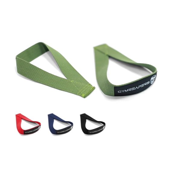 Gymreapers Olympic Lifting Straps for Weightlifting, Snatch, Clean, Powerlifting, Strongman, Deadlifts - Durable Cotton with Reinforced Stitching (Pair) (Military Green)