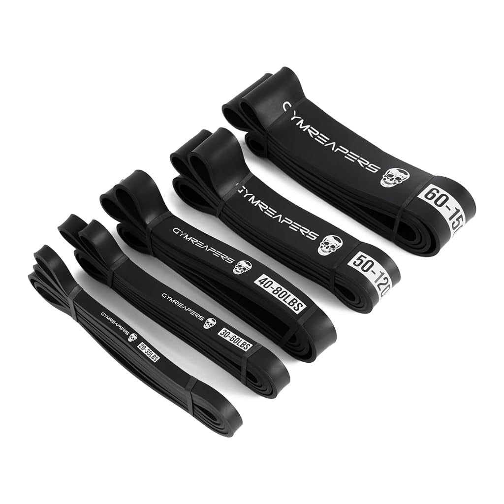 Gymreapers Pull up Resistance Bands For Weight Lifting, Pull Ups - Assistance Bands For Powerlifting, Stretching, WOD, Strength Training - For Men & Women (5 Bands - Black Set)