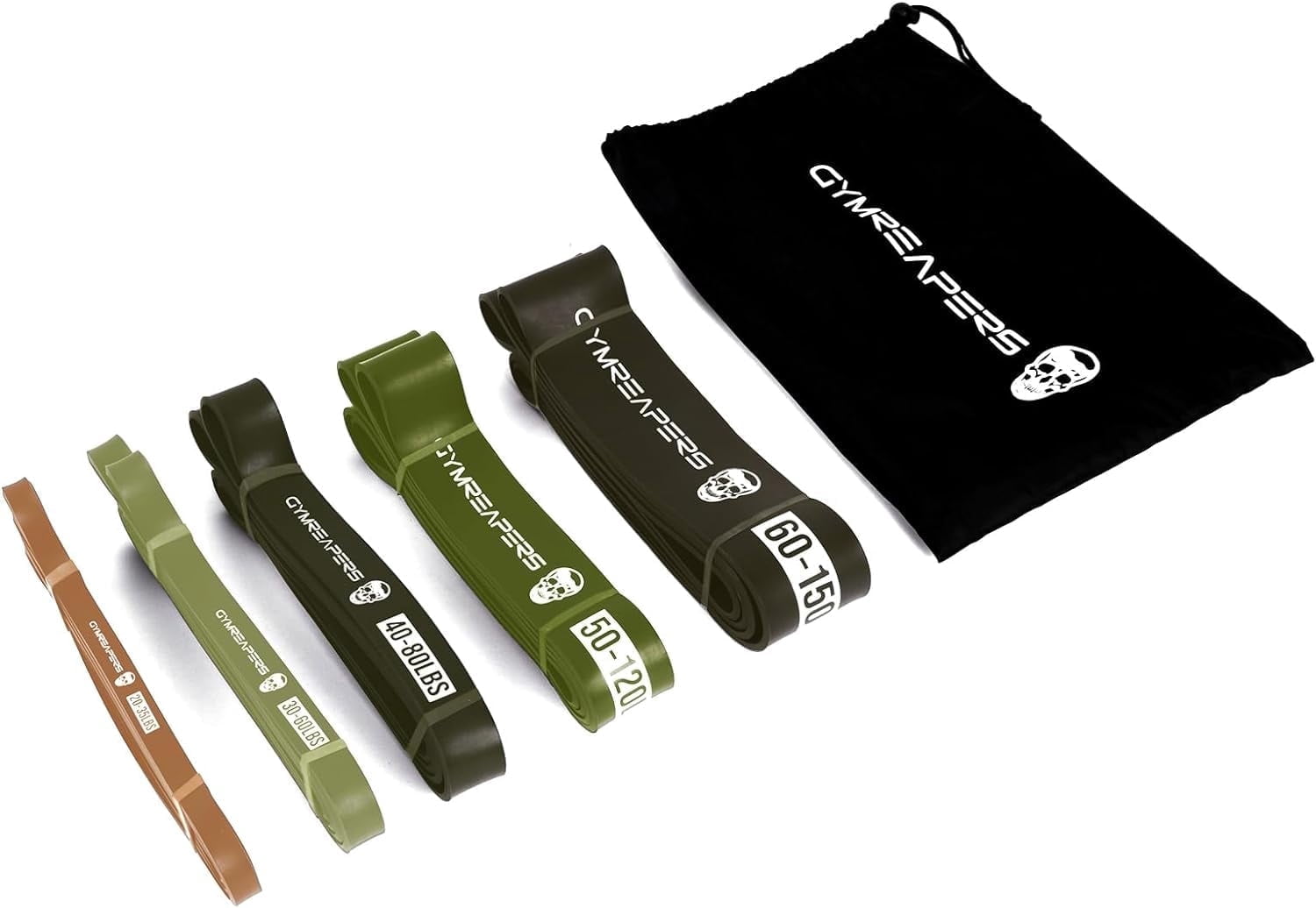 Gymreapers Pull up Resistance Bands For Weight Lifting, Pull Ups - Assistance Bands For Powerlifting, Stretching, WOD, Strength Training - For Men & Women (5 Bands - Military Set)