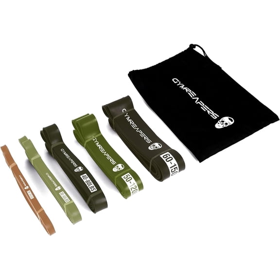 Gymreapers Pull up Resistance Bands For Weight Lifting, Pull Ups - Assistance Bands For Powerlifting, Stretching, WOD, Strength Training - For Men & Women (5 Bands - Military Set)