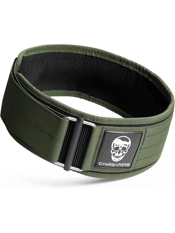 Quick Locking Weightlifting Belt for Bodybuilding, Powerlifting, Cross Training - 4 Inch Neoprene with Metal Buckle - Adjustable Olympic Lifting Back Support (Ranger Green, Large)