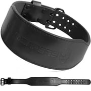 Gymreapers Weight Lifting Belt - 7MM Heavy Duty Pro Leather Belt with Adjustable Buckle - Stabilizing Lower Back Support 4 Inches Wide For Weightlifting, Bodybuilding, Cross Training Black, Medium