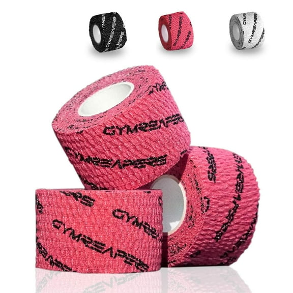 Gymreapers Weightlifting Adhesive Thumb Tape, Stretchy Athletic Tape Grip & Protection for Olympic Lifting, Cross Training, Powerlifting, Hookgrip (Red, 3 Rolls)