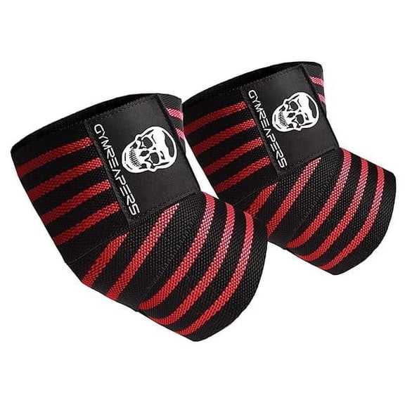 Gymreapers Weightlifting Elbow Wraps (1 Pair) - Flexible 40'' Elbow Compression Strap & Joint Support Brace - For Bench Press, Powerlifting, and Pressing