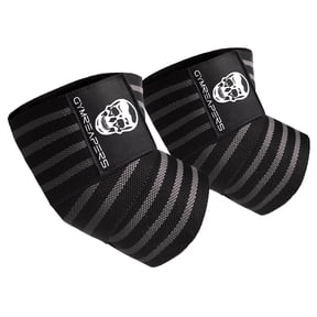 Gymreapers Weightlifting Elbow Wraps (1 Pair) - Flexible 40'' Elbow Compression Strap & Joint Support Brace - For Bench Press, Powerlifting, and Pressing