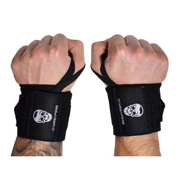 Gymreapers Weightlifting Wrist Wraps (Competition Grade) 18" Professional Quality Wrist Support with Heavy Duty Thumb Loop - Best Wrap for Powerlifting, Strength Training, Bodybuilding(Black,18")