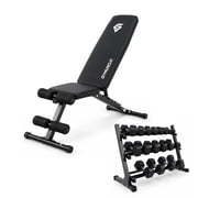 Gymusclo 1100LBS Adjustable Weight Bench with 350LBS/450LBS/550LBS Rubber Hex Dumbbell Set & 3-Tier Storage Rack, Heavy Duty Strength Training Equipment for Home Gym Full Body Workouts