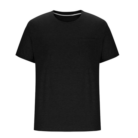 Gymvis Men's Vintage Solid Color Pocket Tee, Short Sleeve Crew Neck Stretchy Breathable T-Shirt, Casual Business Athletic Soft Top for Gym Daily Wear