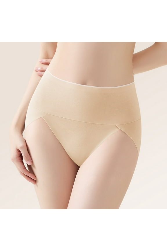 Women Plus Size High Rise Cotton Tummy Control No Show Underwear Panties