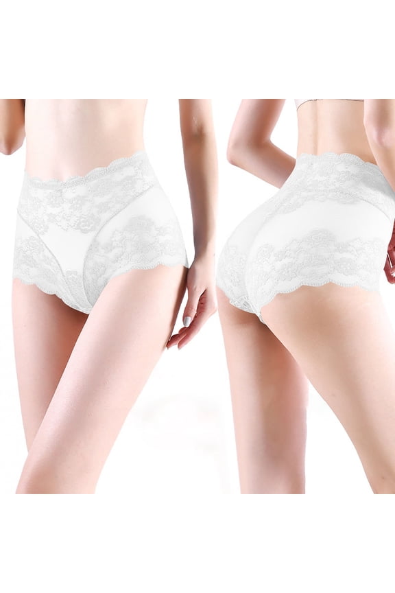 Women Plus Size High Rise Tummy Control No Show Briefs Underwear Panties