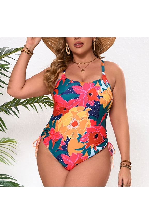 Womens Bathing Suit,One Piece Swimsuits for Women,Print Athletic Bikini Plus Size,Pink