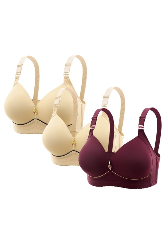 Womens Bras,Bras for Women,Plus Size Wireless 3 Pack Seamless