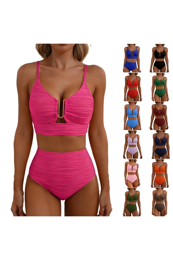 Womens High Waisted Swimsuits Bikini Two Piece Summer Beach Swim Wear Bathing Suits for Women