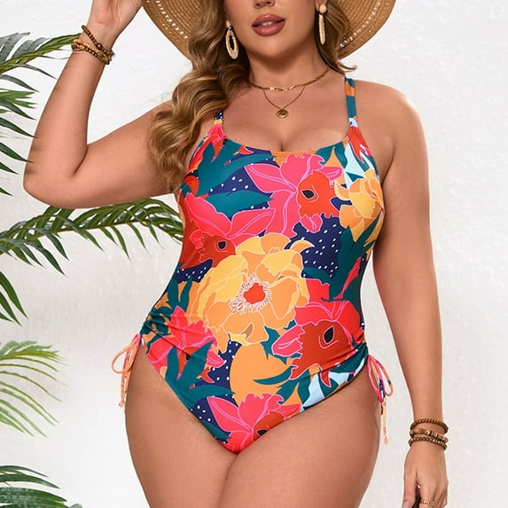 Gymvis Womens One Piece Bathing Suits,Bikini Bathing Suits for Women,Plus Size Print Athletic,Pink