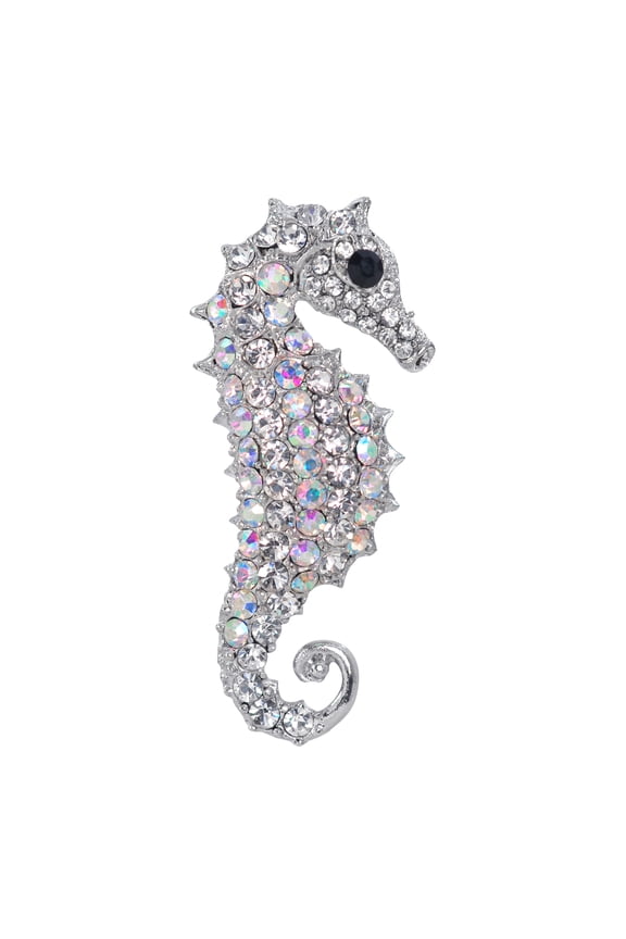 Aurora Borealis Rhinestones Ocean Fish Seahorse Brooch Pin