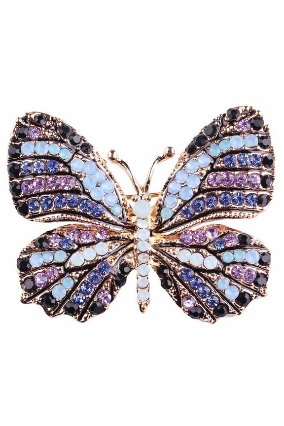 Empress Monarch Multi-color Crystal Rhinestone Winged Butterfly Pin Brooch