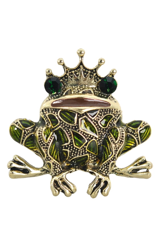 Frog Green Brooch Pin, Goldtone, Gift Box, 1 Count