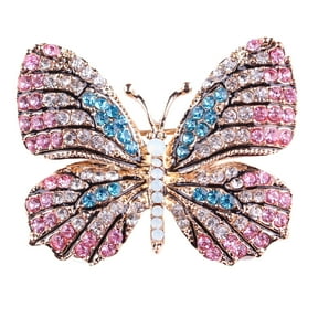 Gyn&Joy Multi-color Crystal Rhinestone Winged Butterfly Pin Brooch BZ030 (pink)