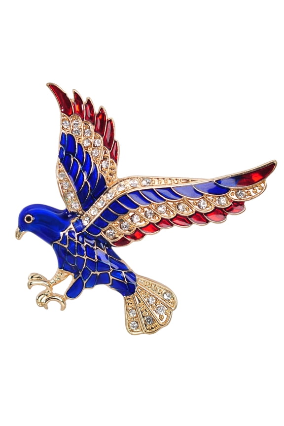 Eagle Bird Red Blue, Crystal Rhinestones Patriotic America USA Brooch Pin