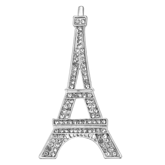 Gyn&Joy Silvery Tone Clear Crystal Rhinestones Eiffel Tower Fashion Brooch Pin