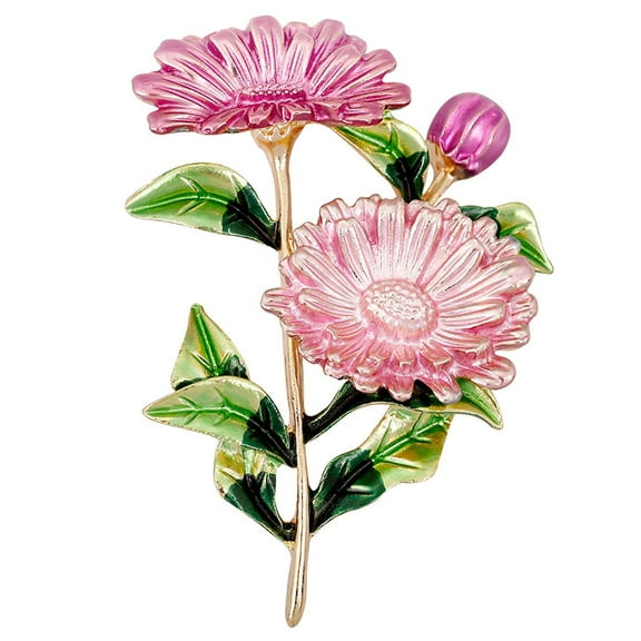 Gyn&Joy Women's Beautiful Enamel Daisy Flower Brooch Pin Fahion Jewelry Accessories Holiday