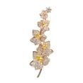 thumbnail image 1 of Women's Rose Gold Plated Yellow And Clear Cubic Zirconia Wedding Bridal Flower Leaf Brooch, 1 of 5