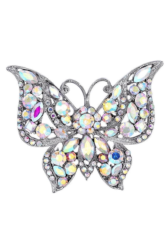 Womens Jewellery Aurora Borealis Crystal Rhinestones Hollow Out Style Butterfly Pin Brooch