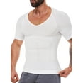 thumbnail image 1 of Gynecomastia Compression Shirts for Men Shapewear Tummy Control Body Shaper Undershirt V-Neck Workout Baselayer T-Shirt, 1 of 5