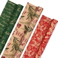 thumbnail image 1 of Gynky Christmas Wrapping Paper 3 Rolls 17 inches x 10 feet Gift Wrap Paper Santa Snowman Single Side Available Merry Christmas, 1 of 8