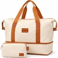 thumbnail image 1 of Gynky Travel Duffel Bag 2 Set Weekender Bags for Women Large Expandable with Make up Bag Carry On Overnight Gym Duffel Bags with Wet Pocket Hospital Bags for Labor and Delivery Khaki, 1 of 6