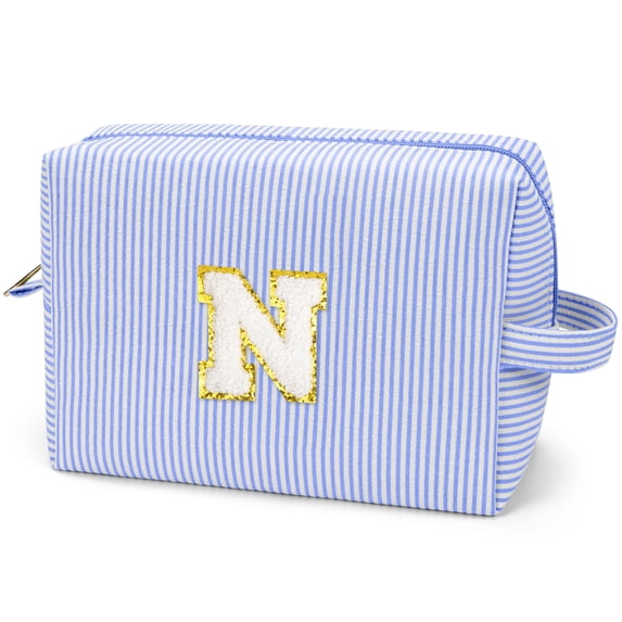 Gynky Makeup Bag Toiletry Bag Organizer Personalized Initial Make up Cosmetic Bags Travel Essentials for Birthday Christmas Girl Women Girlfriend Teacher Valentines Day Gifts