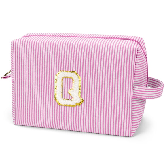 Gynky Makeup Bag Toiletry Bag Organizer Personalized Initial Make up Cosmetic Bags Travel Essentials for Birthday Christmas Girl Women Girlfriend Teacher Valentines Day Gifts