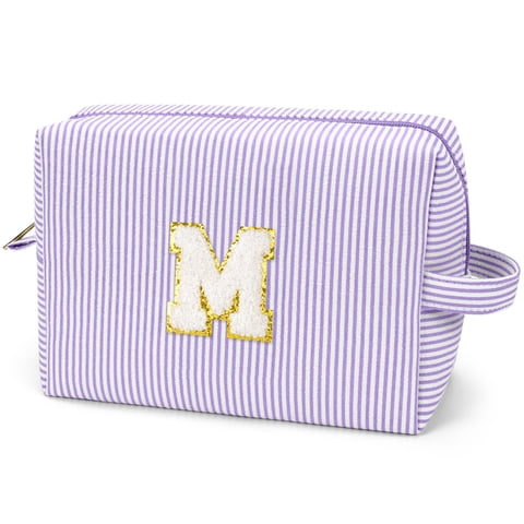 Gynky Makeup Bag Toiletry Bag Organizer Personalized Initial Make up Cosmetic Bags Travel Essentials for Birthday Christmas Girl Women Girlfriend Teacher Valentines Day Gifts