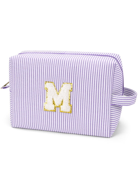 Makeup Bag Toiletry Bag Organizer Personalized Initial Make up Cosmetic Bags Travel Essentials for Birthday Christmas Girl Women Girlfriend Teacher Valentines Day Gifts