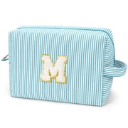 Gynky Makeup Bag Toiletry Bag Organizer Personalized Initial Make up Cosmetic Bags Travel Essentials for Birthday Christmas Girl Women Girlfriend Teacher Valent