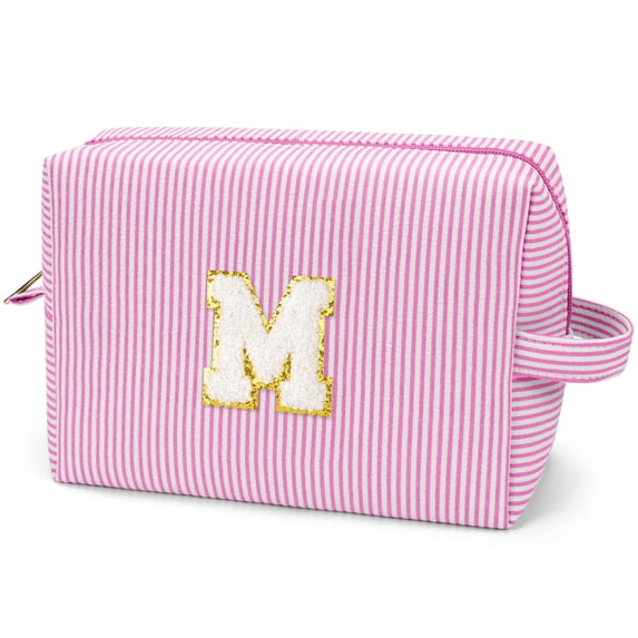 Gynky Makeup Bag Toiletry Bag Organizer Personalized Initial Make up Cosmetic Bags Travel Essentials for Birthday Christmas Girl Women Girlfriend Teacher Valentines Day Gifts