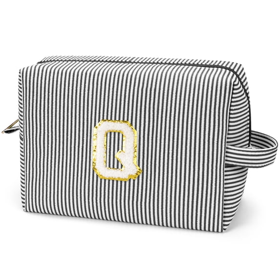 Gynky Makeup Bag Toiletry Bag Organizer Personalized Initial Make up Cosmetic Bags Travel Essentials for Birthday Christmas Girl Women Girlfriend Teacher Valentines Day Gifts