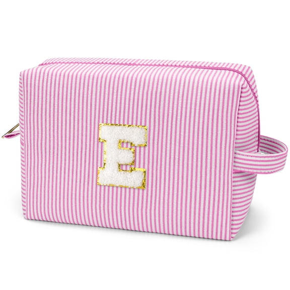 Gynky Makeup Bag Toiletry Bag Organizer Personalized Initial Make up Cosmetic Bags Travel Essentials for Birthday Christmas Girl Women Girlfriend Teacher Valentines Day Gifts