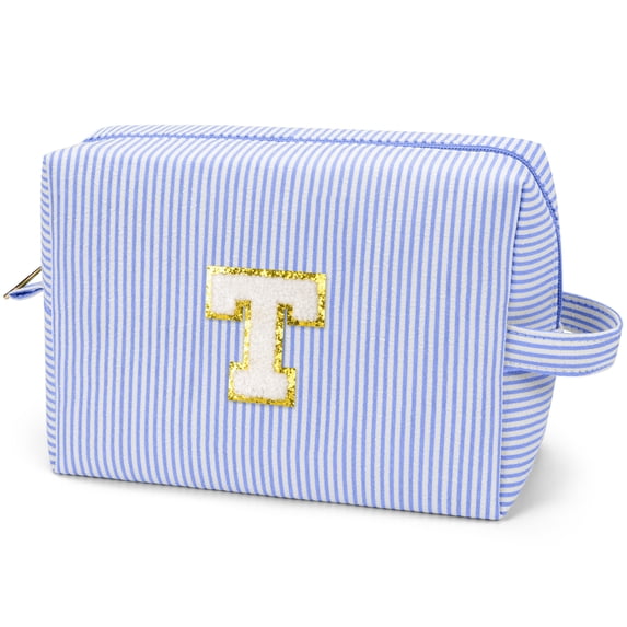 Gynky Makeup Bag Toiletry Bag Organizer Personalized Initial Make up Cosmetic Bags Travel Essentials for Birthday Christmas Girl Women Girlfriend Teacher Valentines Day Gifts