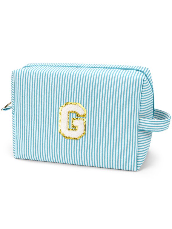 Makeup Bag Toiletry Bag Organizer Personalized Initial Make up Cosmetic Bags Travel Essentials for Birthday Christmas Girl Women Girlfriend Teacher Valentines Day Gifts