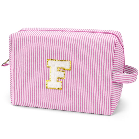 Gynky Makeup Bag Toiletry Bag Organizer Personalized Initial Make up Cosmetic Bags Travel Essentials for Birthday Christmas Girl Women Girlfriend Teacher Valentines Day Gifts
