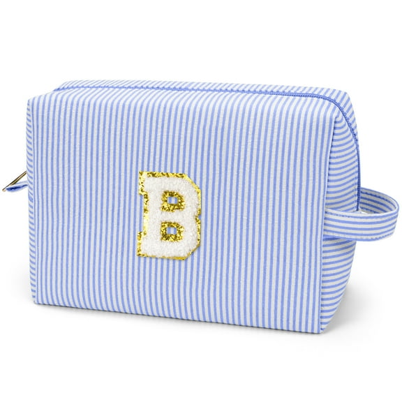 Gynky Makeup Bag Toiletry Bag Organizer Personalized Initial Make up Cosmetic Bags Travel Essentials for Birthday Christmas Girl Women Girlfriend Teacher Valentines Day Gifts