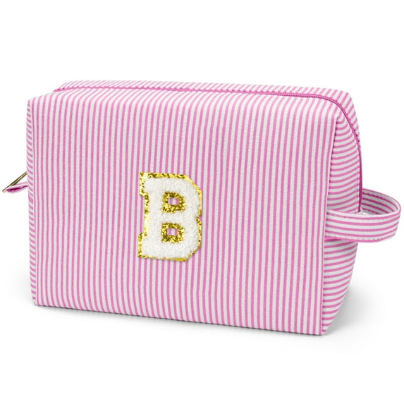 Gynky Makeup Bag Toiletry Bag Organizer Personalized Initial Make up Cosmetic Bags Travel Essentials for Birthday Christmas Girl Women Girlfriend Teacher Valentines Day Gifts