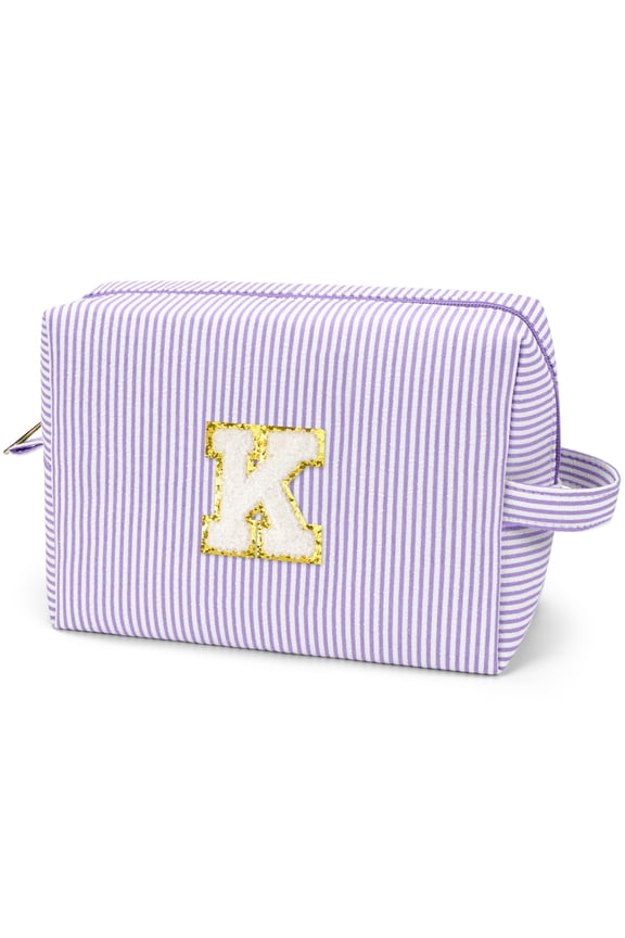 Makeup Bag Toiletry Bag Organizer Personalized Initial Make up Cosmetic Bags Travel Essentials for Birthday Christmas Girl Women Girlfriend Teacher Valentines Day Gifts