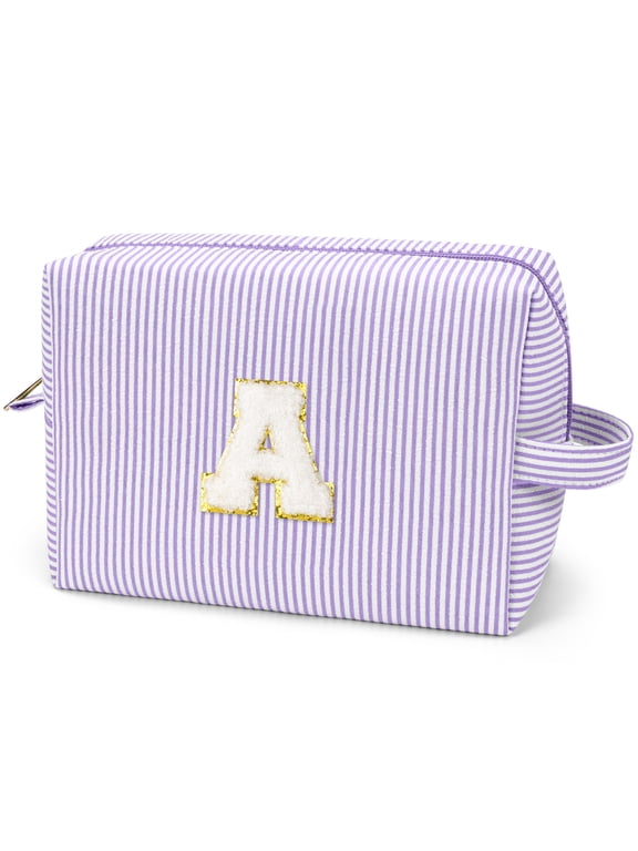 Makeup Bag Toiletry Bag Organizer Personalized Initial Make up Cosmetic Bags Travel Essentials for Birthday Christmas Girl Women Girlfriend Teacher Valentines Day Gifts
