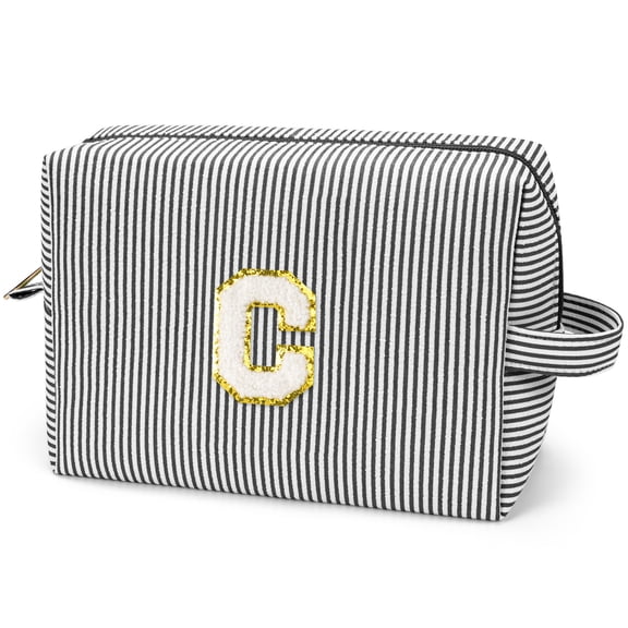 Gynky Makeup Bag Toiletry Bag Organizer Personalized Initial Make up Cosmetic Bags Travel Essentials for Birthday Christmas Girl Women Girlfriend Teacher Valentines Day Gifts