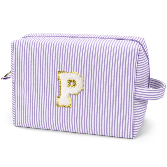 Gynky Makeup Bag Toiletry Bag Organizer Personalized Initial Make up Cosmetic Bags Travel Essentials for Birthday Christmas Girl Women Girlfriend Teacher Valentines Day Gifts